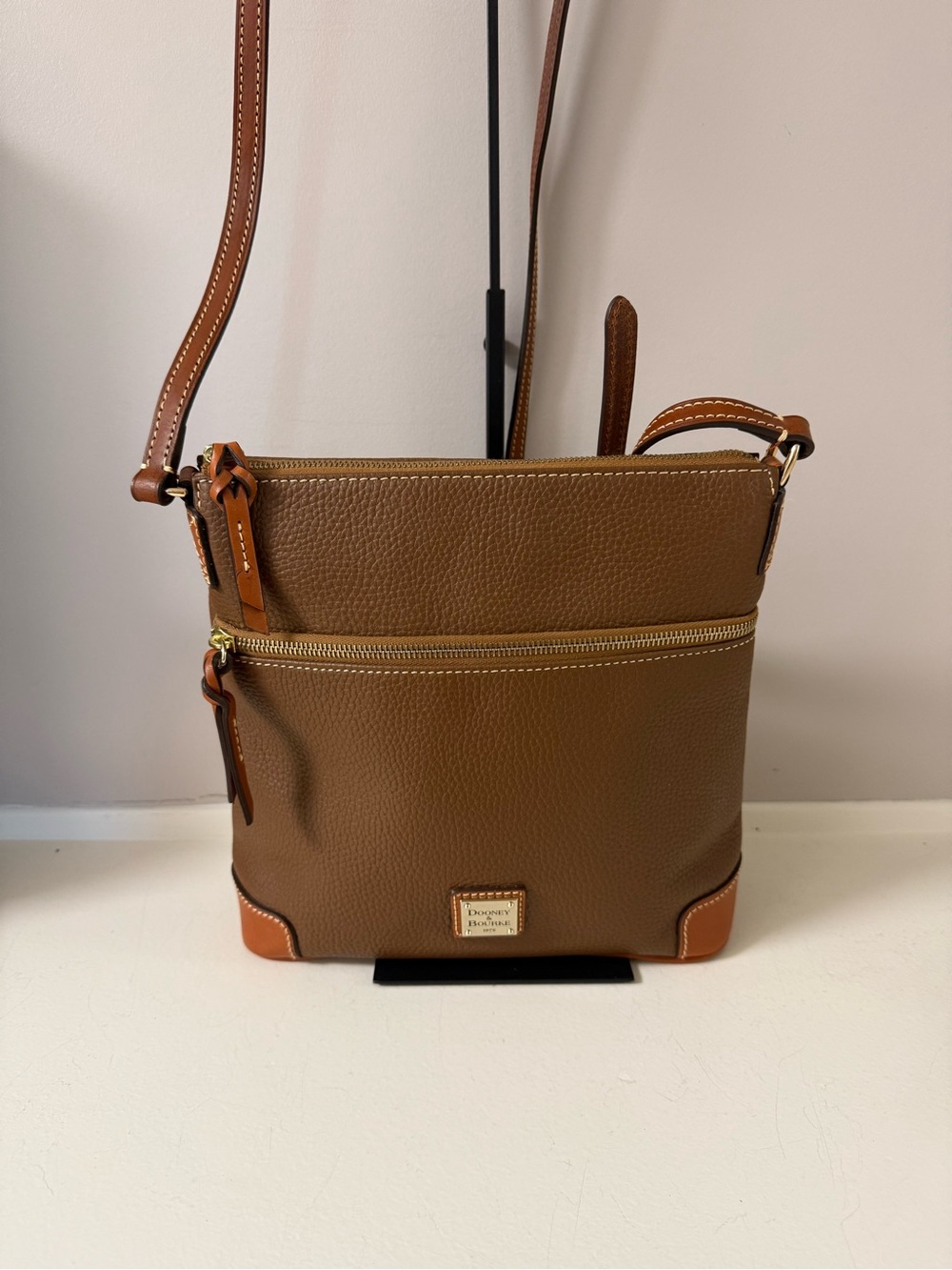 Dooney & Bourke Brown & Tan Pebble Leather Crossbody, NWOT!